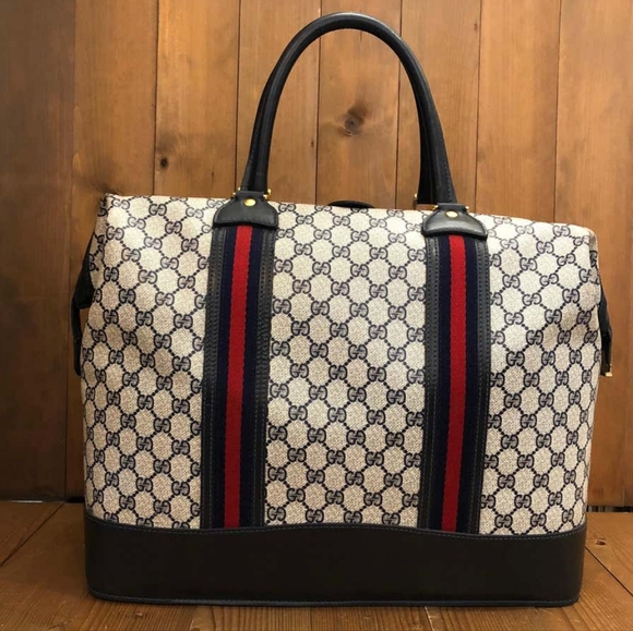GUCCI Web Navy GG SUPREME Doctor Duffle Gym Carry-On Gym Travel authentic - Picture 1 of 14